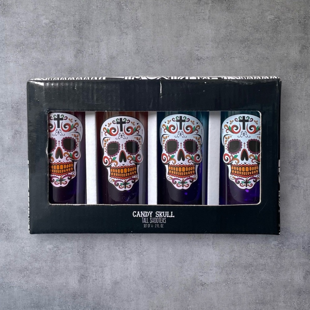 Candy Skull Tall Shooters Set of 4 Day of the Dead 4” Tall 2 Fl. oz.